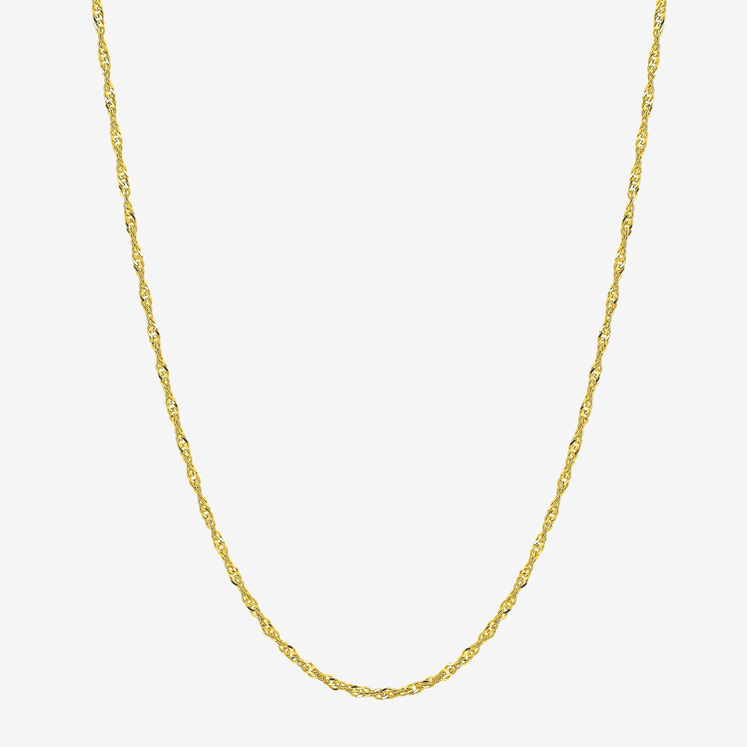 Womens 10K Gold 18 Inch Singapore Chain Necklace