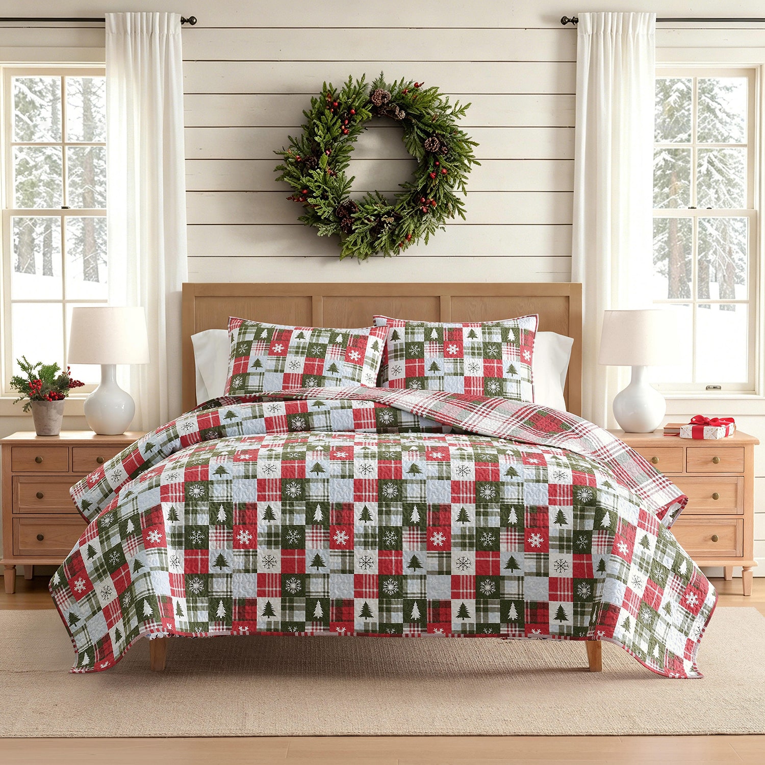 Martha Stewart Festive Patchwork 3-pc. Quilt Set