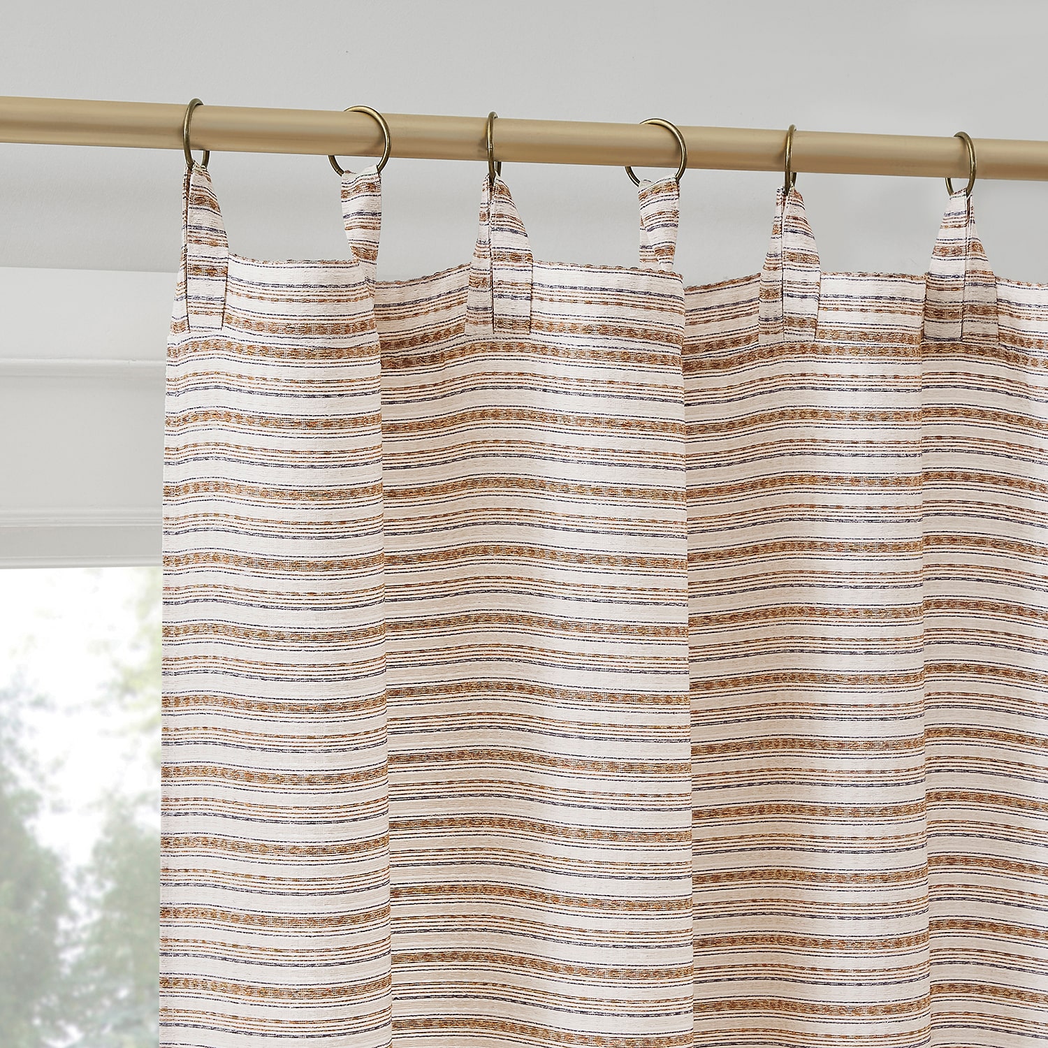 Archaeo Channing Artisan Stripe Ring Top Semi-Sheer Set of 2 Curtain Panel