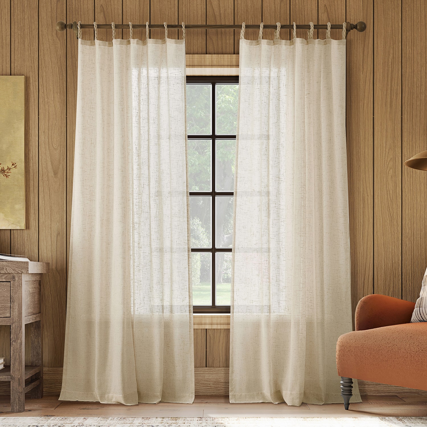 Archaeo Belden Braided Rope Tab Top Semi-Sheer Set of 2 Curtain Panel