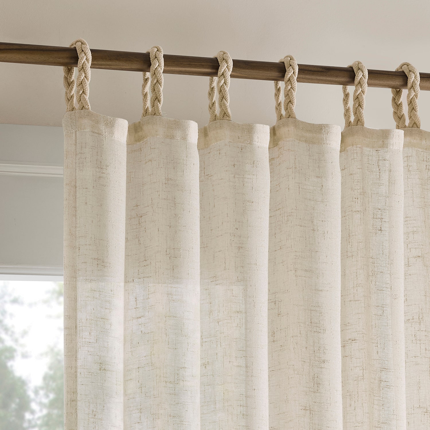 Archaeo Belden Braided Rope Tab Top Semi-Sheer Set of 2 Curtain Panel