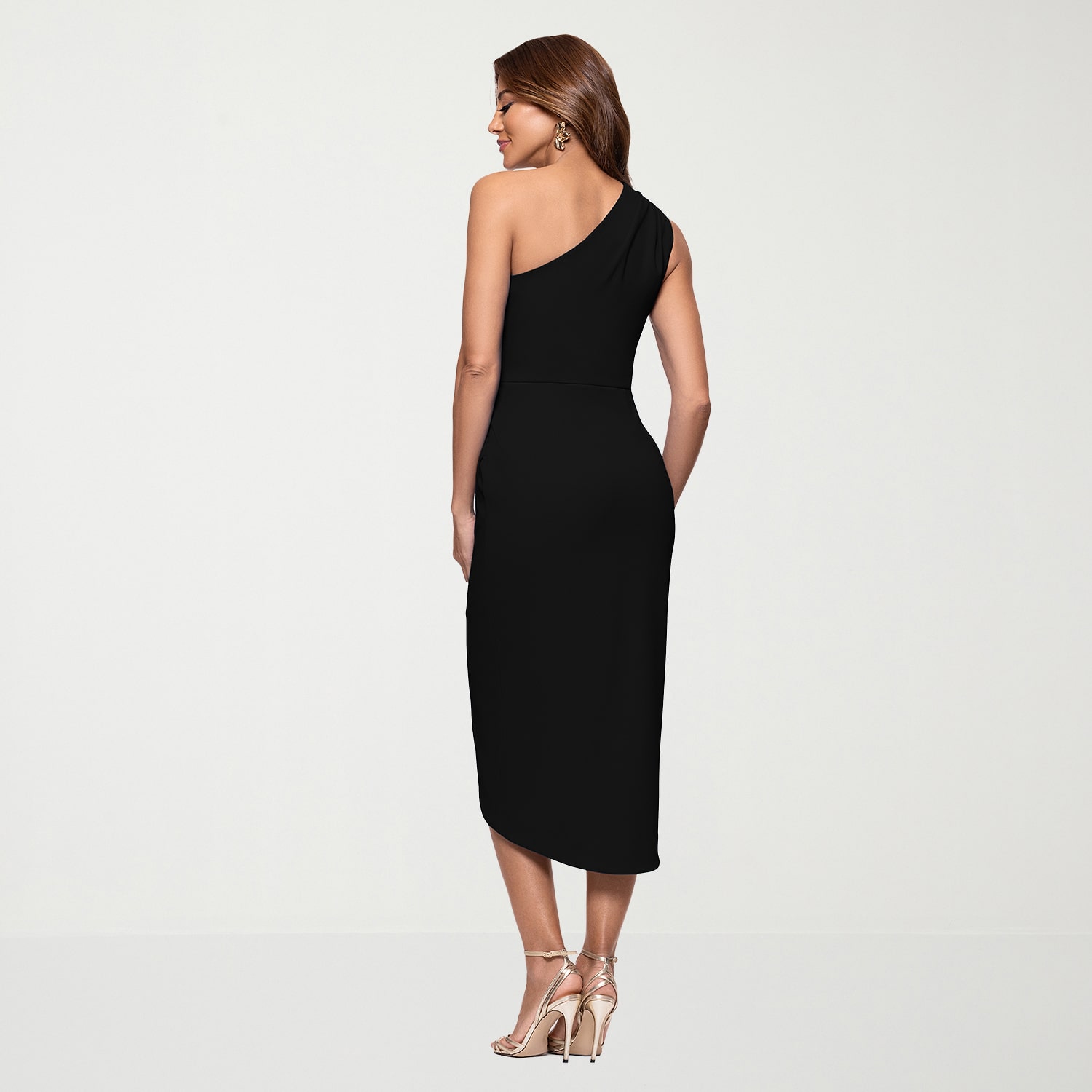 DJ Jaz Womens Asymmetrical Neck Sleeveless Sheath Dress