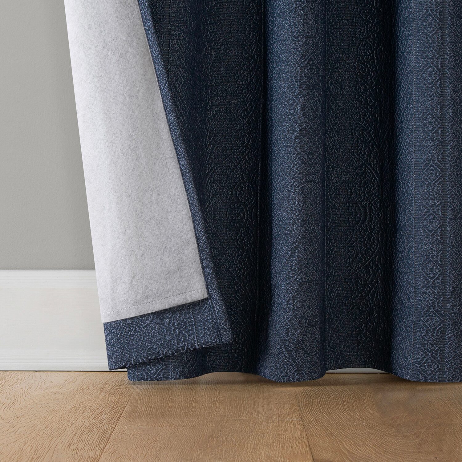 Sun Zero Medina Woven Damask Rod Pocket 100% Blackout Set of 2 Curtain Panel
