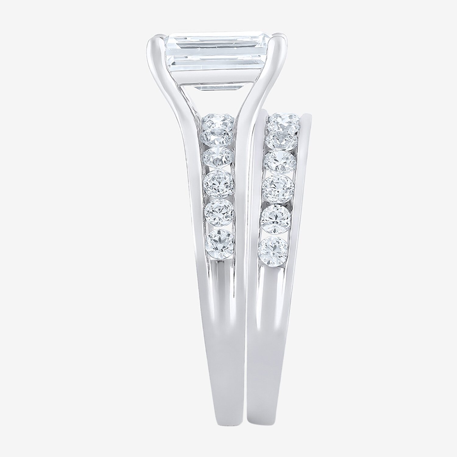 F / Vs2) Womens CT. T.W. Lab Grown White Diamond 10K Gold Side Stone Bridal Set