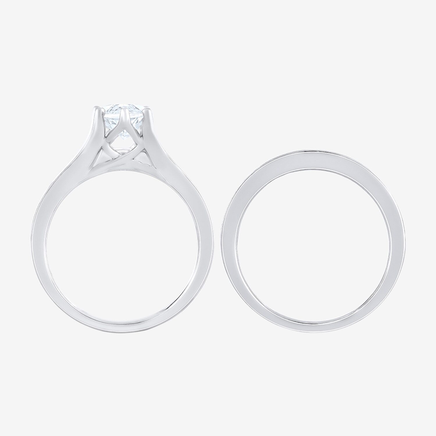 (F / Vs2) Womens 3 CT. T.W. Lab Grown White Diamond 10K Gold Marquise Side Stone Bridal Set