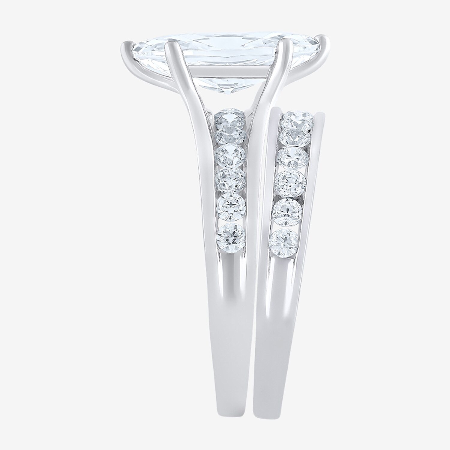 (F / Vs2) Womens 3 CT. T.W. Lab Grown White Diamond 10K Gold Marquise Side Stone Bridal Set