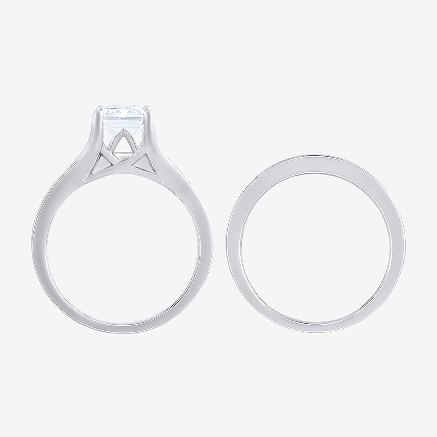 F / Vs2) Womens CT. T.W. Lab Grown White Diamond 10K Gold Side Stone Bridal Set