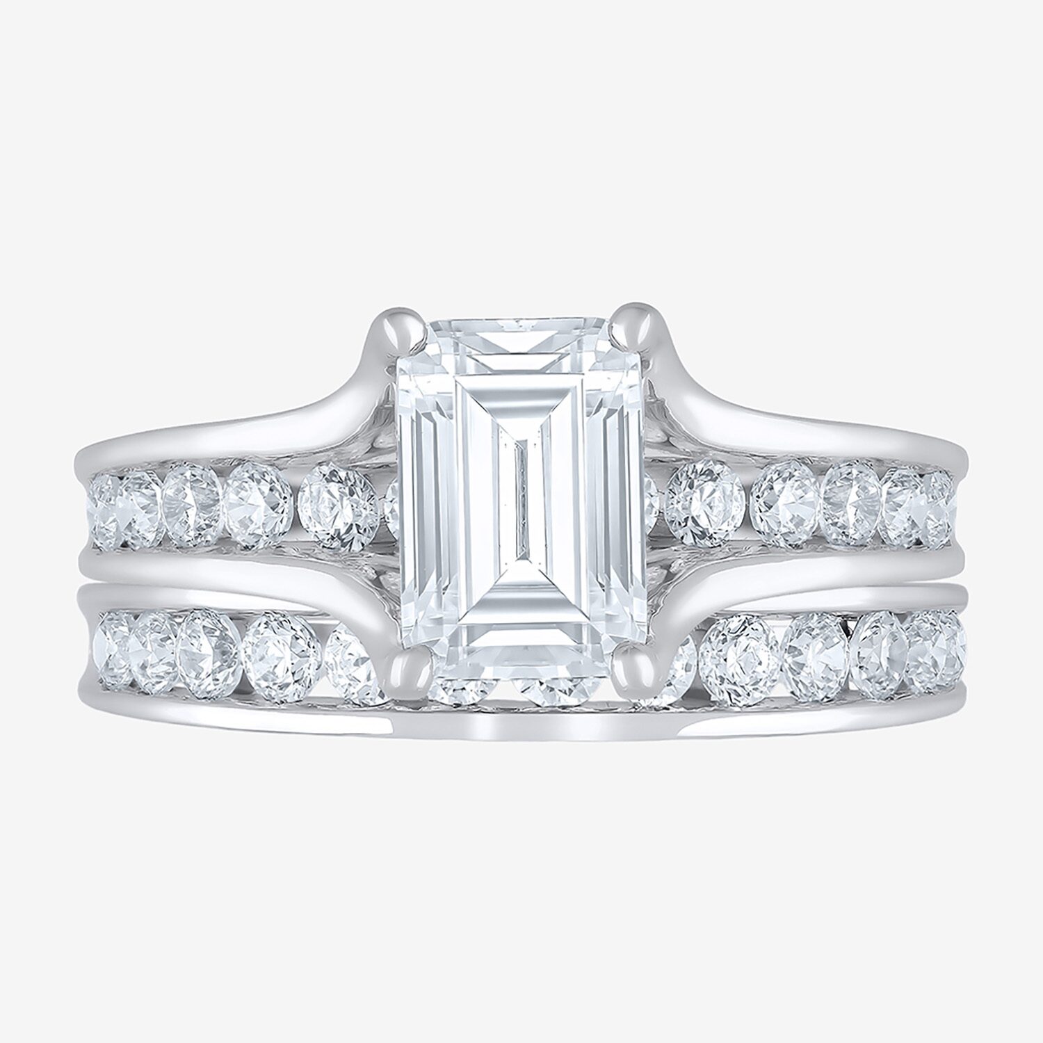 F / Vs2) Womens CT. T.W. Lab Grown White Diamond 10K Gold Side Stone Bridal Set