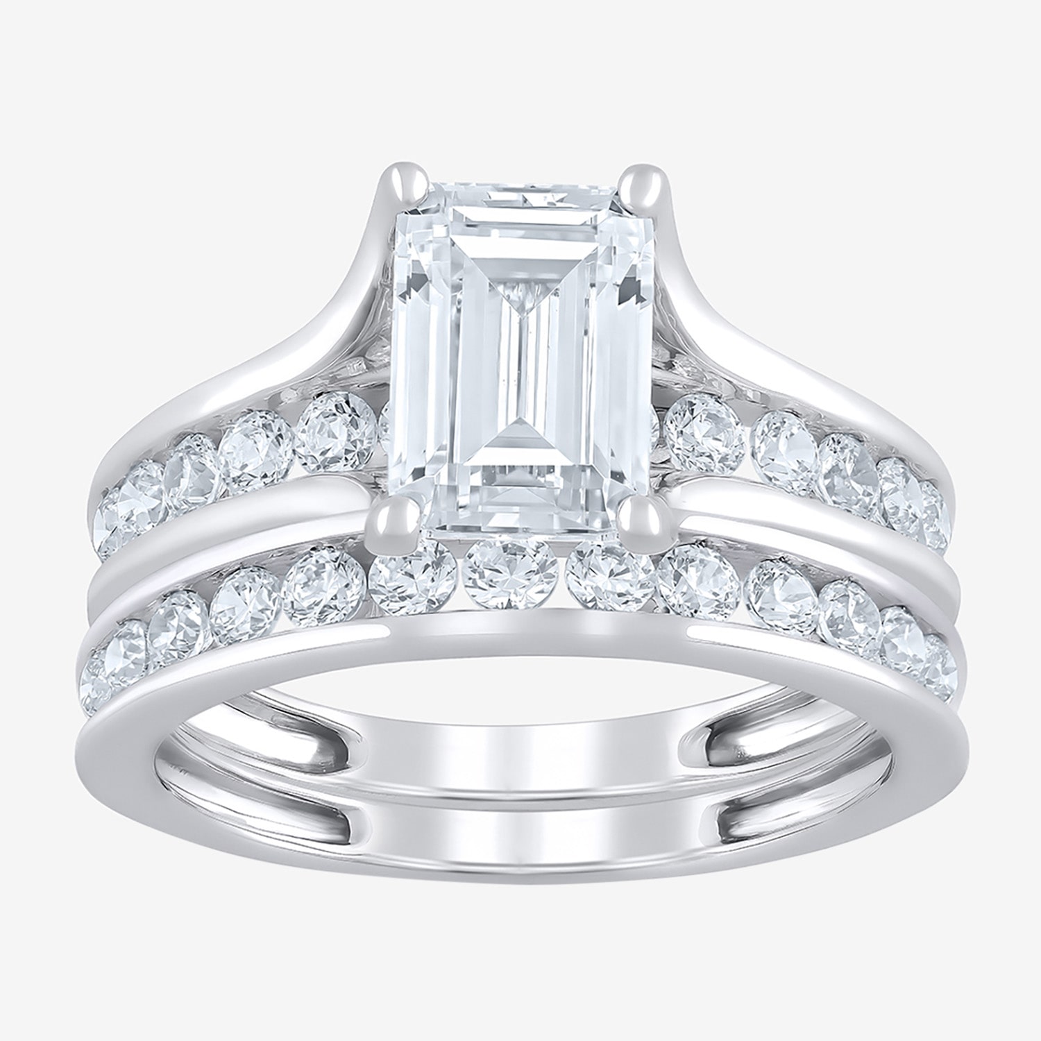 F / Vs2) Womens CT. T.W. Lab Grown White Diamond 10K Gold Side Stone Bridal Set