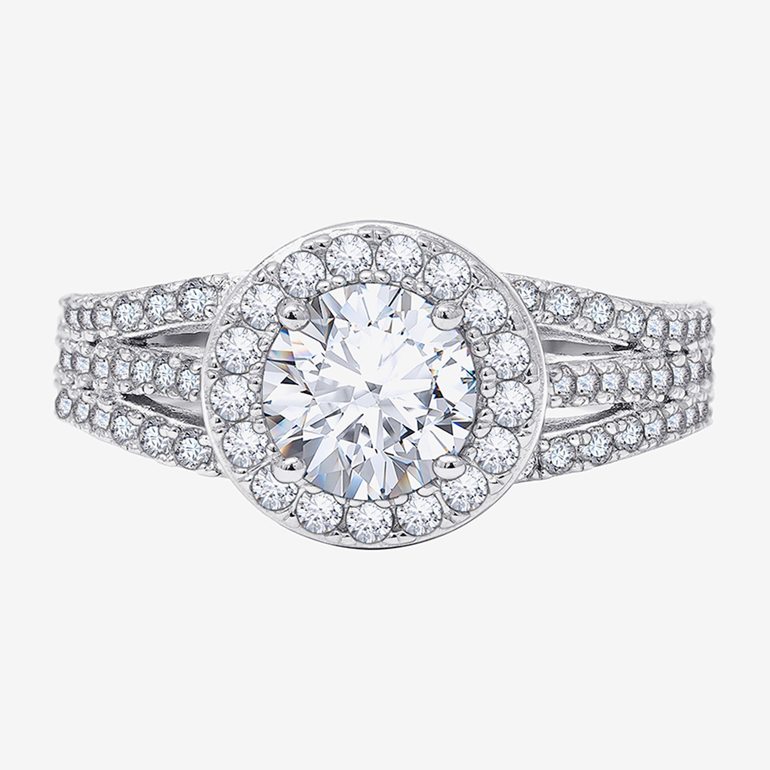 DiamonArt® Cubic Zirconia Sterling Silver Halo Ring
