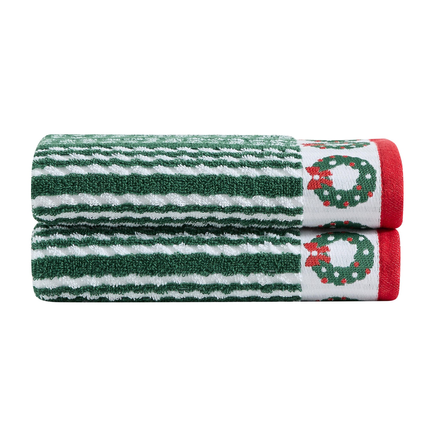 Martha Stewart Green Stripe 2-pc. Hand Towel Set