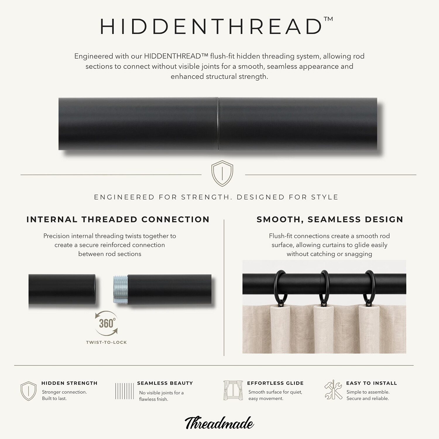 Threadmade Tribeca 1 Curtain Rod