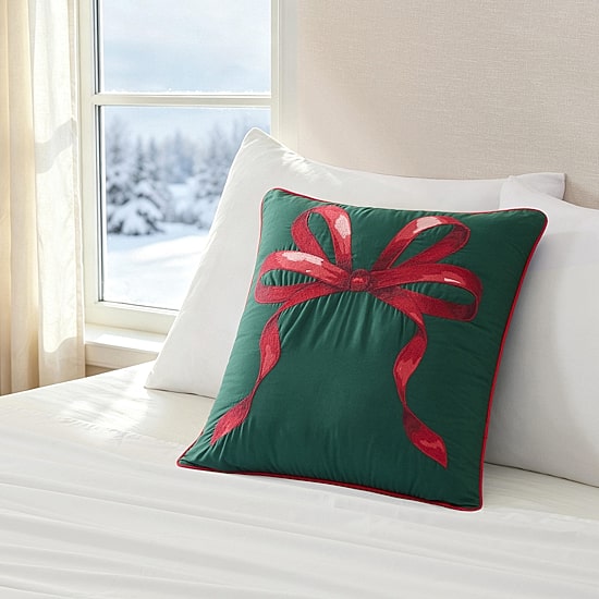 Martha Stewart Bow Holiday Square Throw Pillow