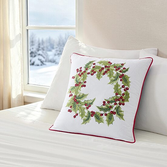 Martha Stewart Wreath Holiday Square Throw Pillow