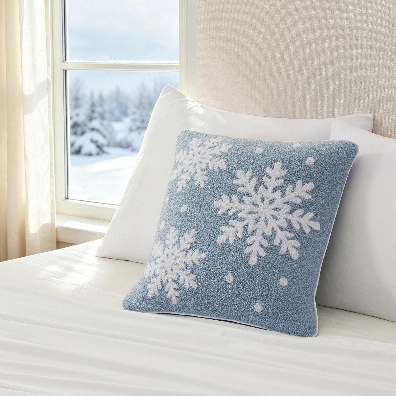 Martha Stewart Tufted Snowflake Holiday Square Throw Pillow