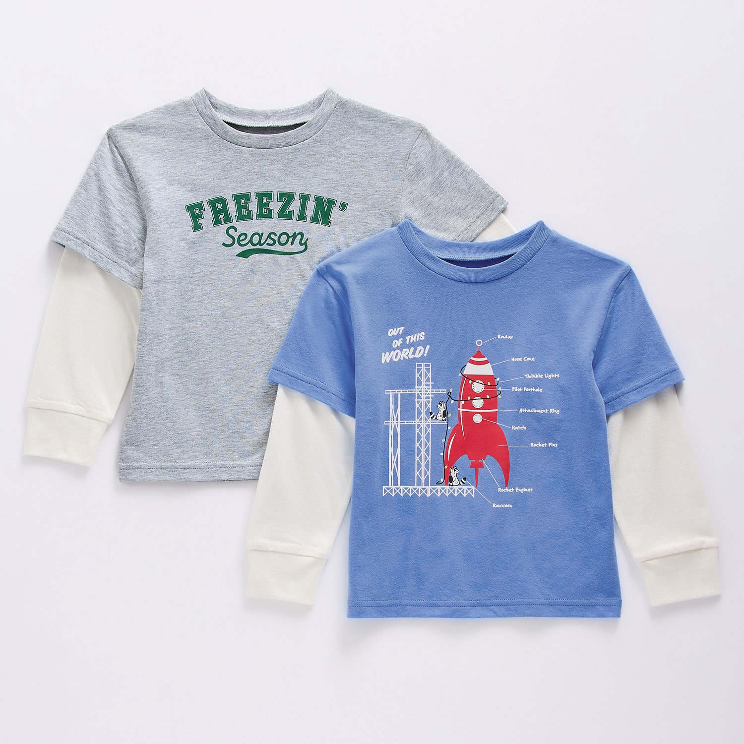 Okie Dokie Toddler & Little Boys Round Neck Long Sleeve Classic Fit 2-pc. Graphic T-Shirt
