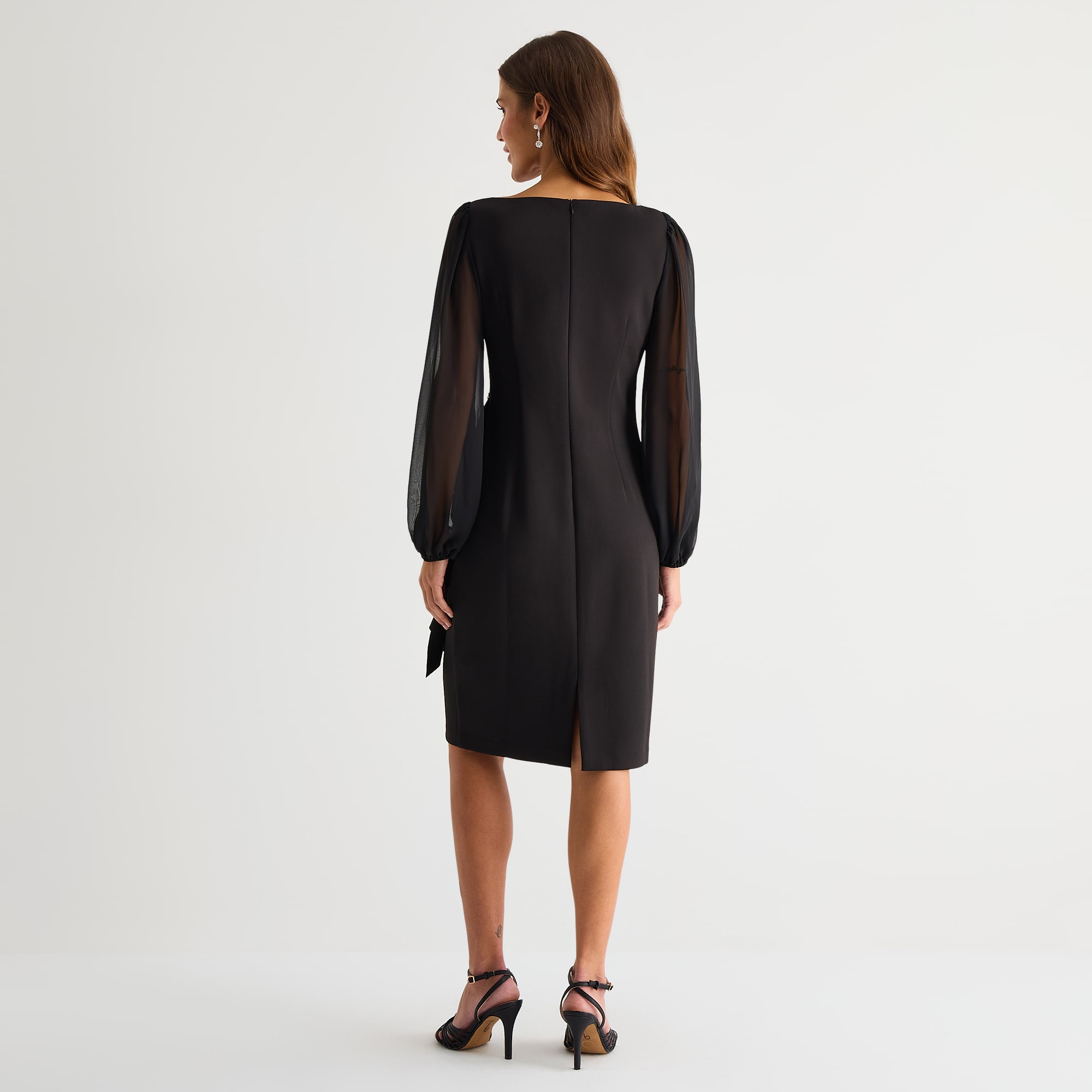Jessica Howard Womens Boat Neck Long Sleeve Sheath Dress