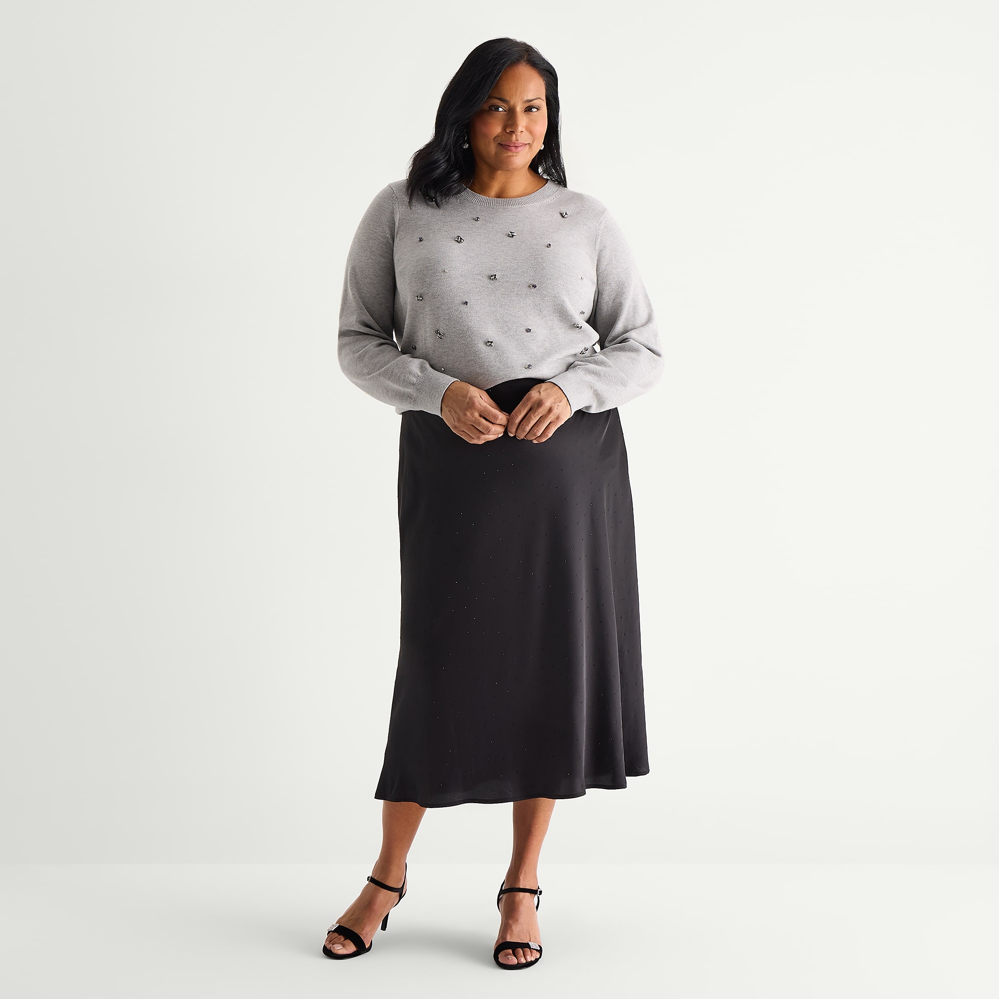 Liz Claiborne Womens Plus Midi A-Line Skirt