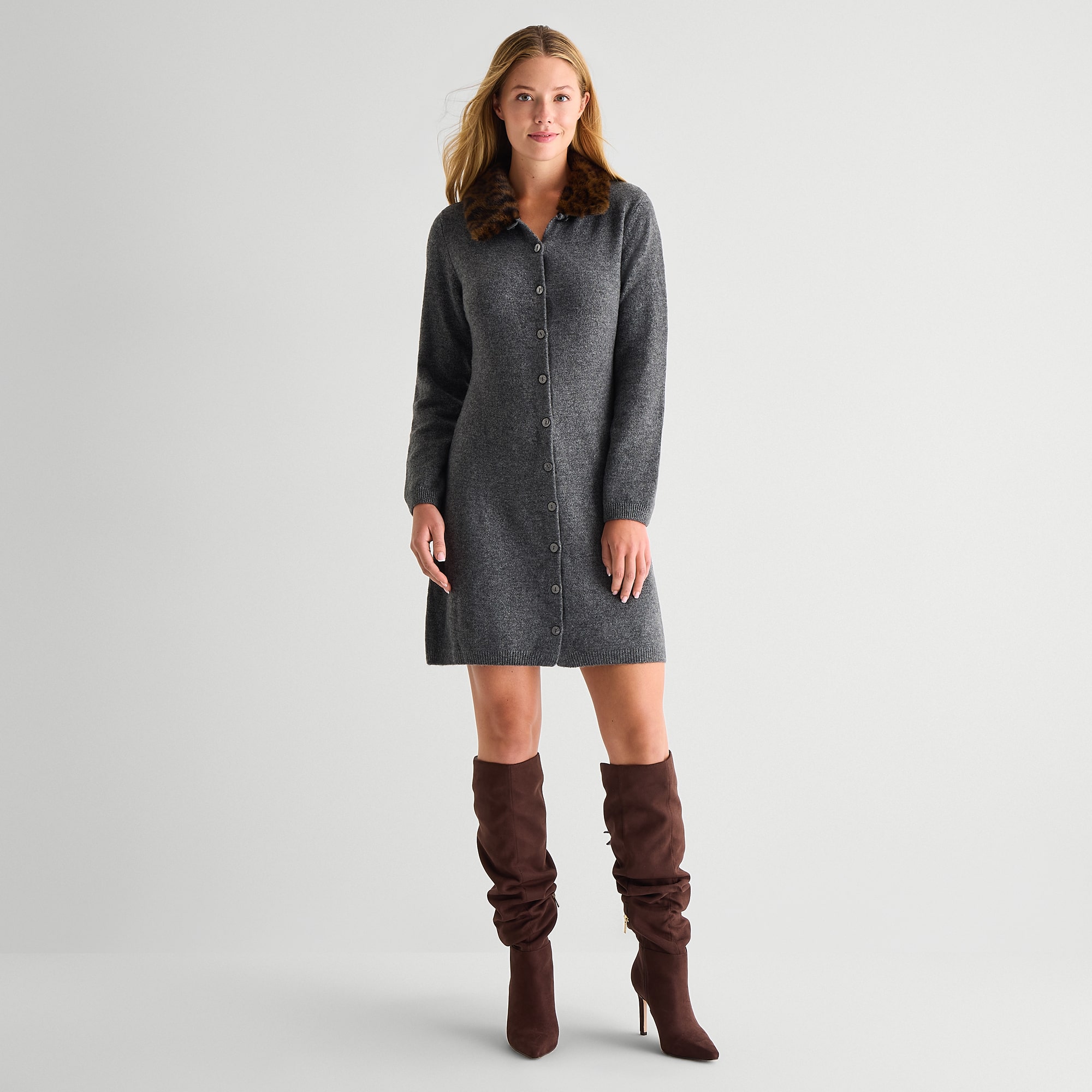 MSK Womens Long Sleeve Sweater Dress