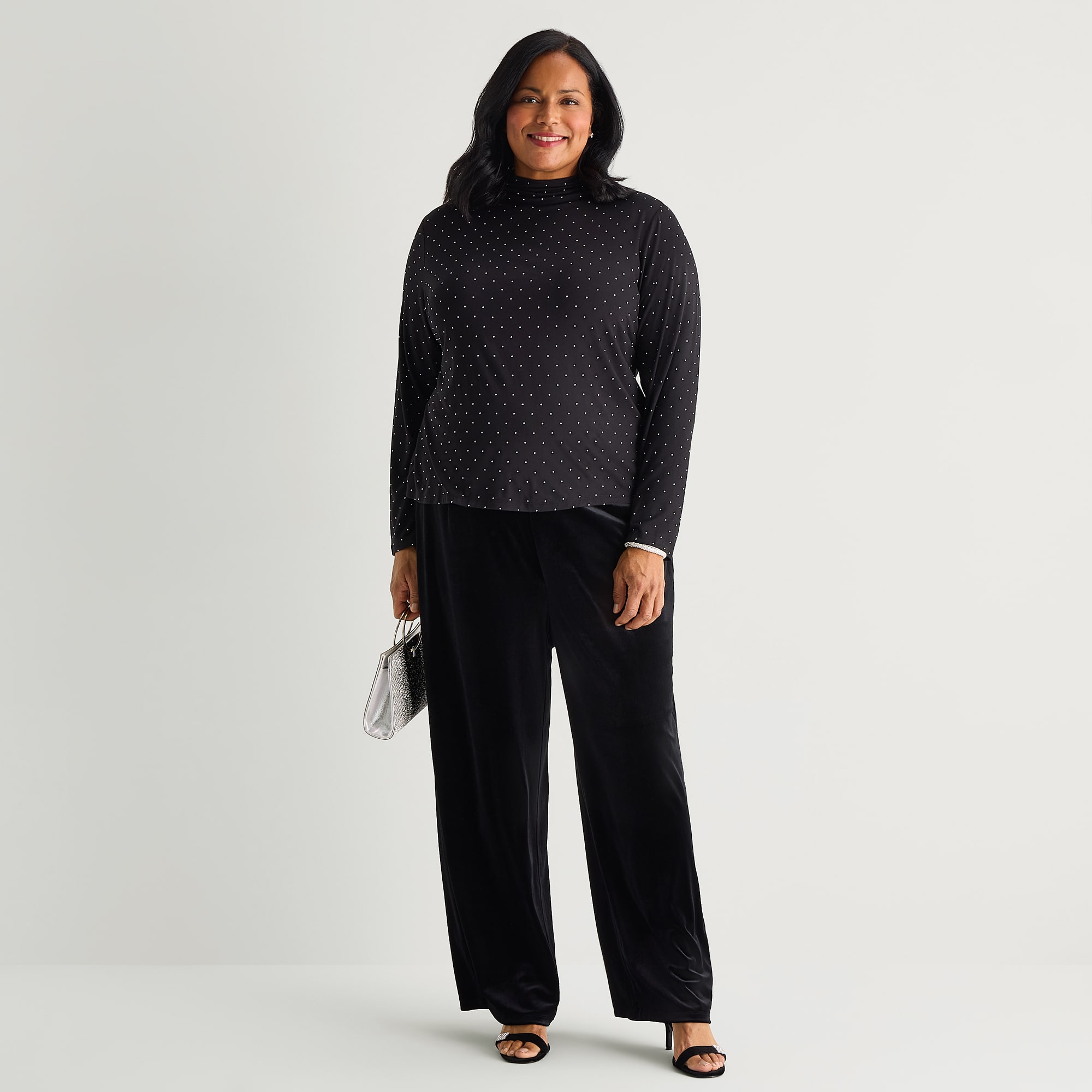 Liz Claiborne Womens Plus Long Sleeve Mock Neck Top