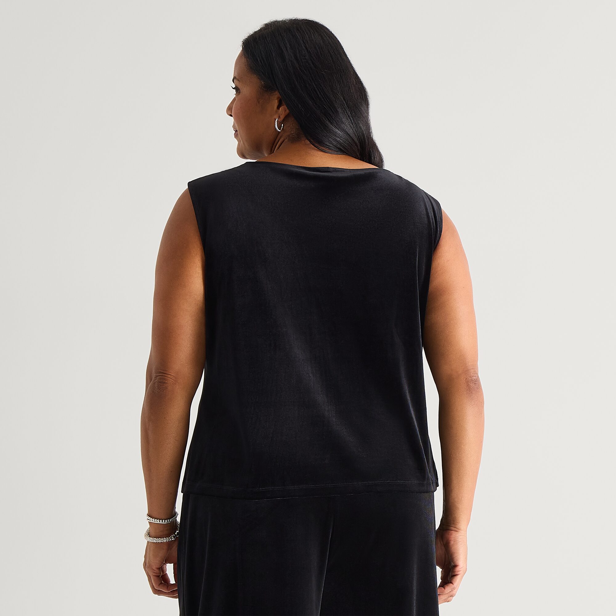 Liz Claiborne Velvet Womens Plus Cowl Neck Sleeveless Blouse