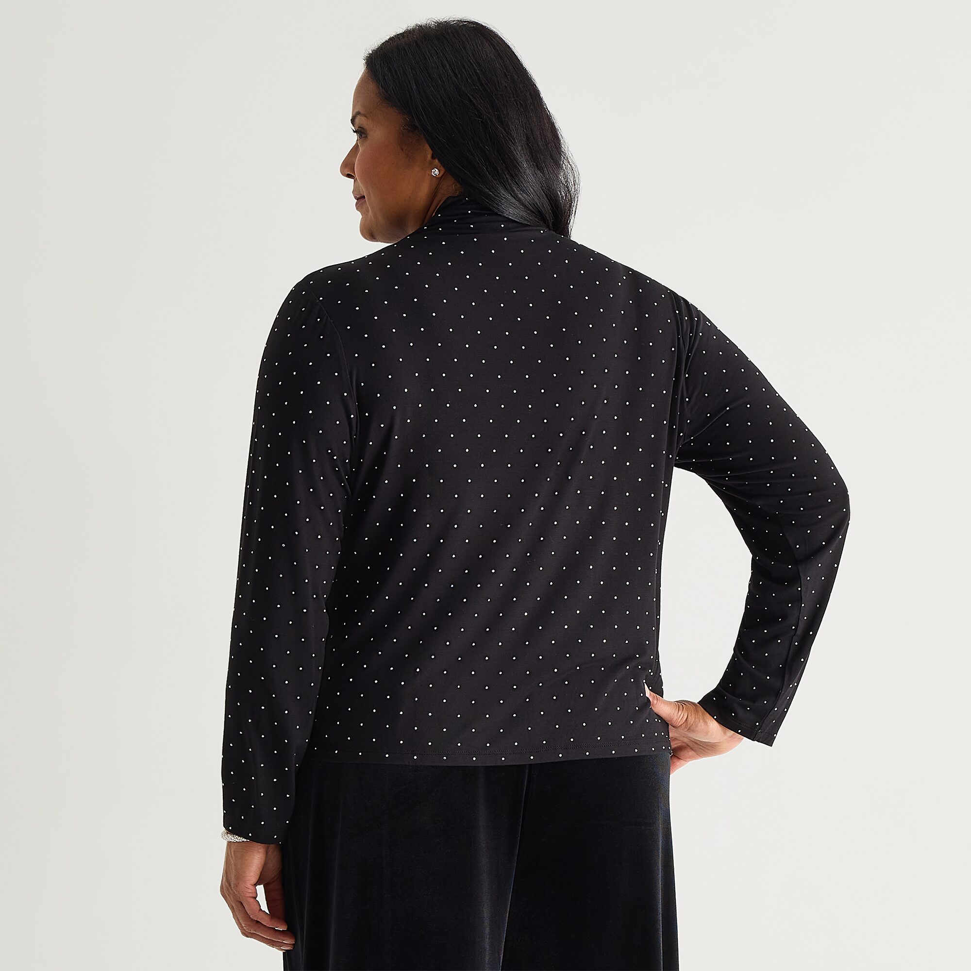 Liz Claiborne Womens Plus Long Sleeve Mock Neck Top