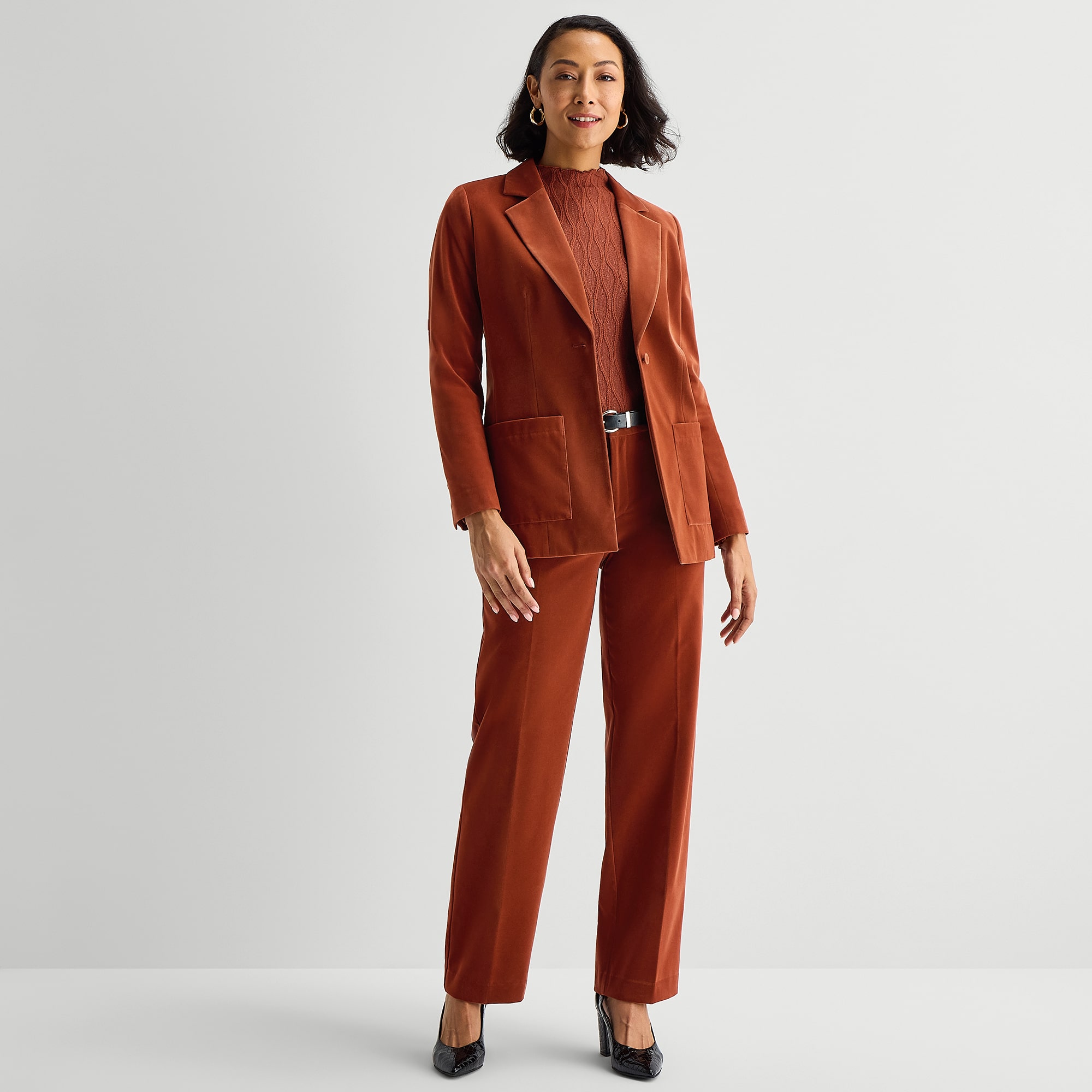 Liz Claiborne Womens Velvet Regular Fit Blazer