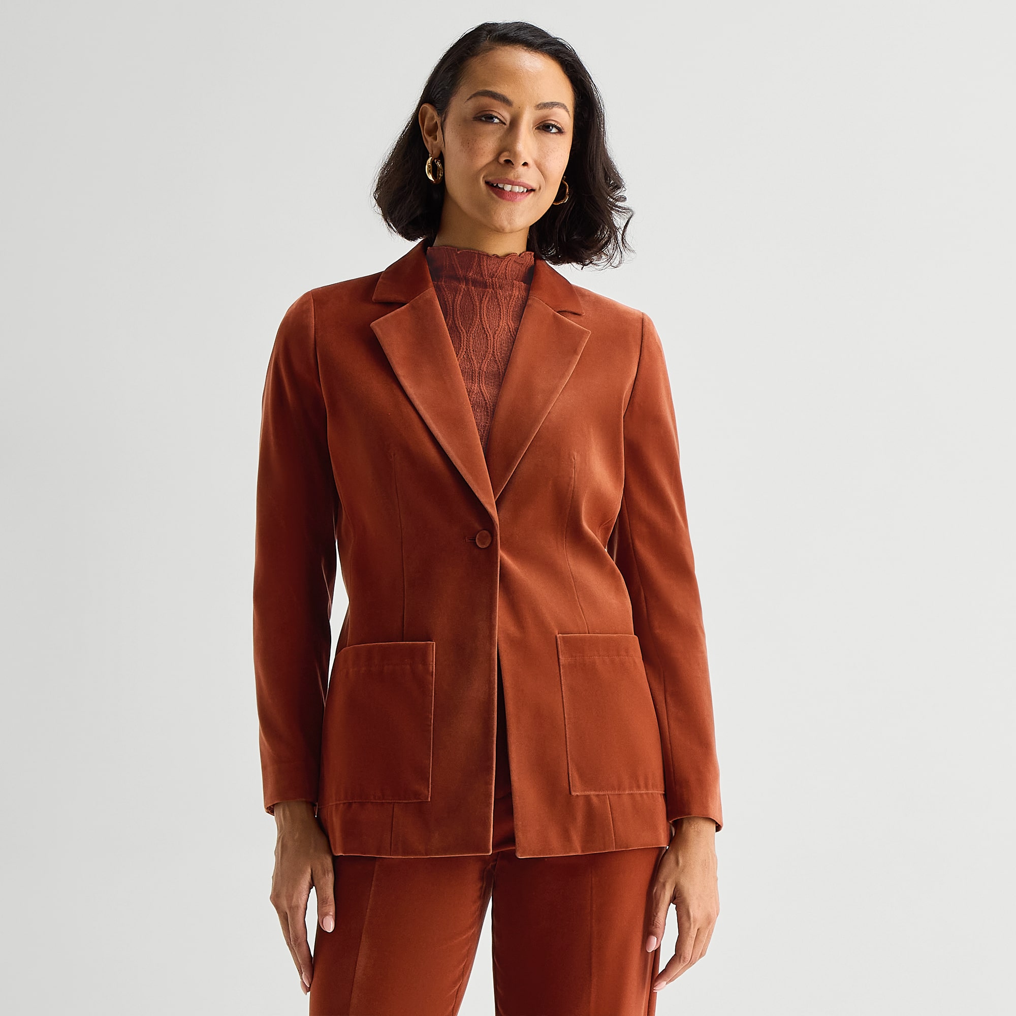 Liz Claiborne Womens Velvet Regular Fit Blazer