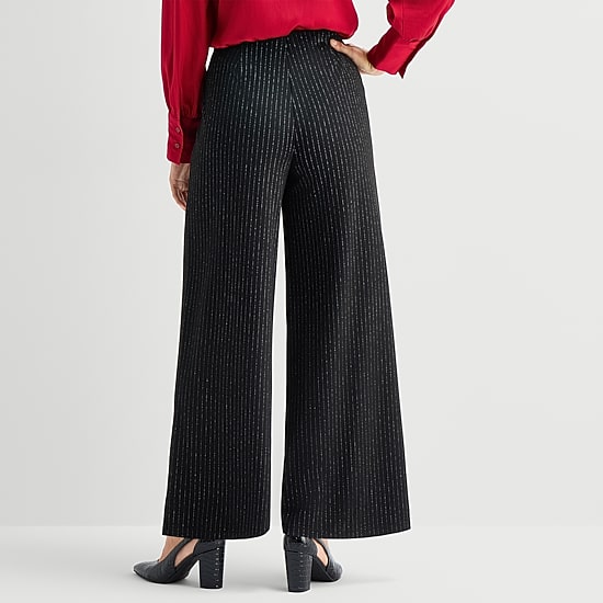 Liz Claiborne Womens Wide Leg Mid Rise Pull-On Pant