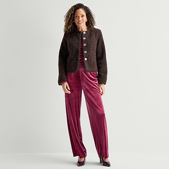 Liz Claiborne Womens Midweight Teddy Jacket