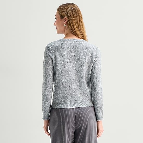 Liz Claiborne Womens Crew Neck Long Sleeve Pullover Sweater