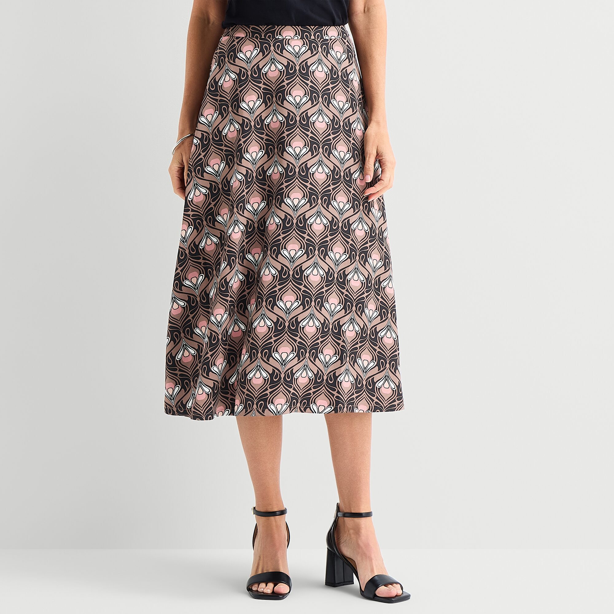 Liz Claiborne Womens Midi Flared Skirt