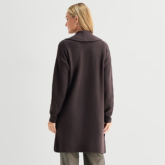 Liz Claiborne Womens Long Sleeve Open Front Cardigan