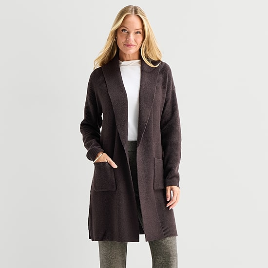 Liz Claiborne Womens Long Sleeve Open Front Cardigan