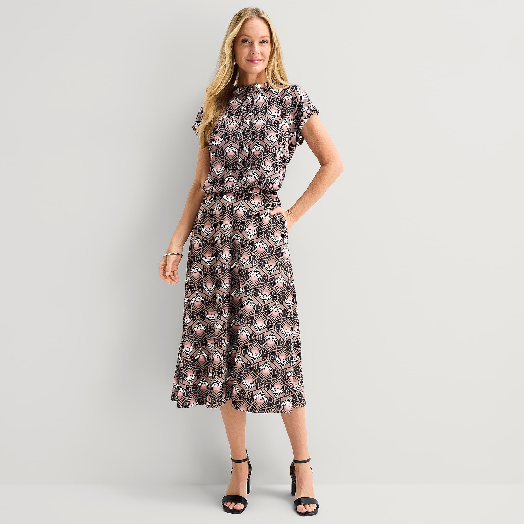 Liz Claiborne Womens Midi Flared Skirt