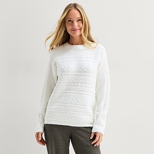 Liz Claiborne Womens Crew Neck Long Sleeve Pullover Sweater, Petite X-large, Beige