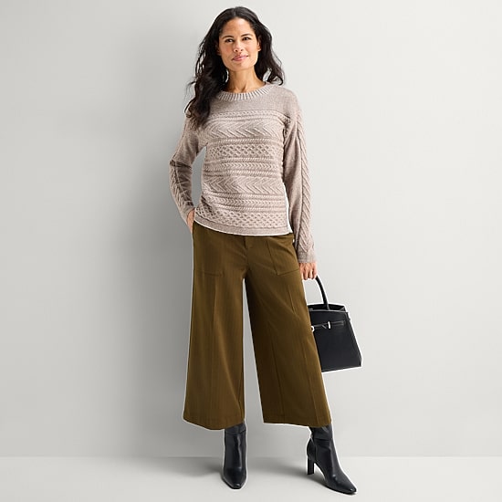 Liz Claiborne Womens Crew Neck Long Sleeve Pullover Sweater