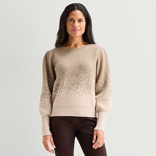 Liz Claiborne Womens Crew Neck Long Sleeve Pullover Sweater In Transparent