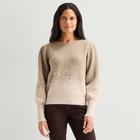 Liz Claiborne Womens Crew Neck Long Sleeve Pullover Sweater