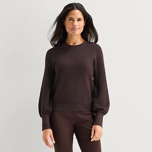 Liz Claiborne Petite Womens Crew Neck Long Sleeve Pullover Sweater In Green