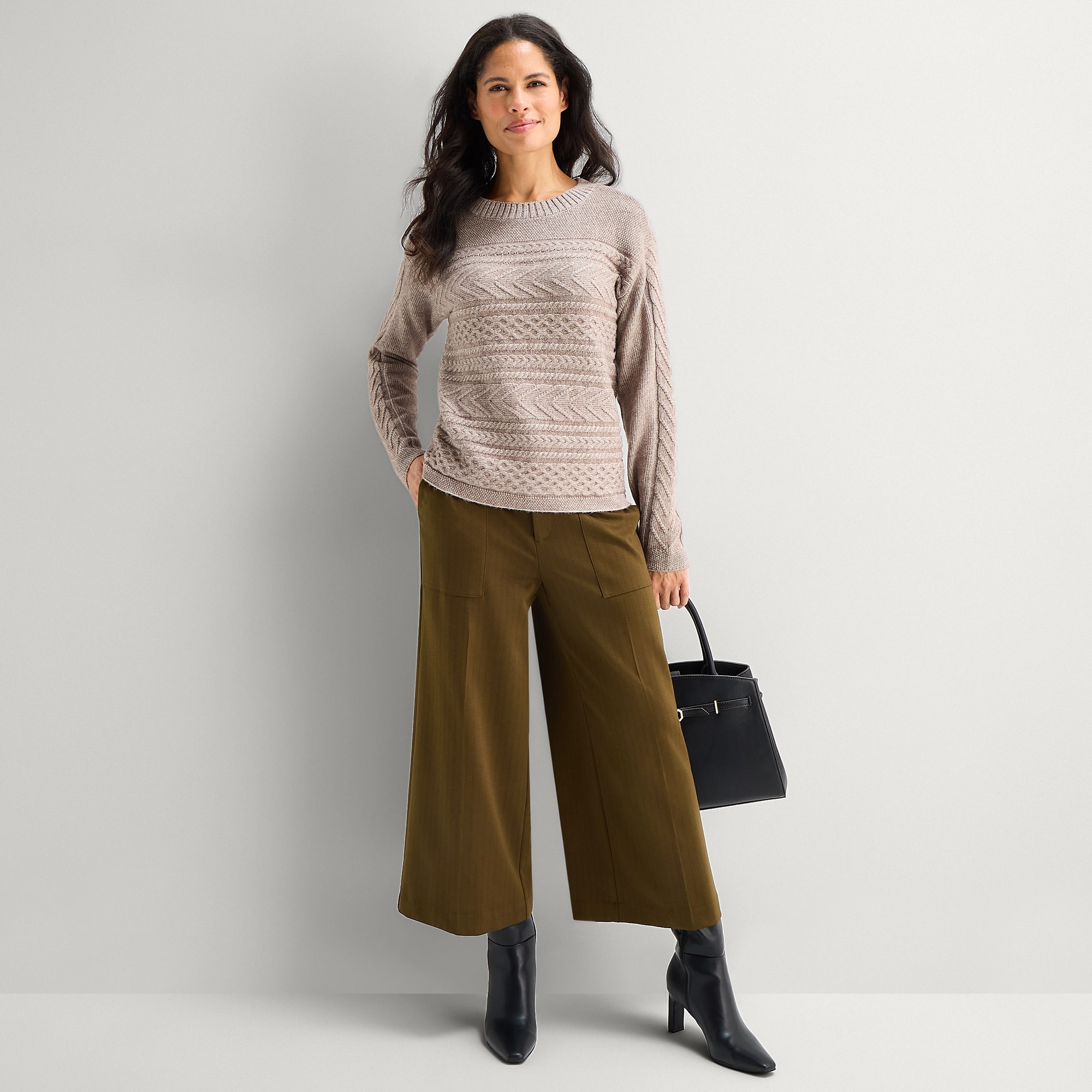 Liz Claiborne Womens Crew Neck Long Sleeve Pullover Sweater