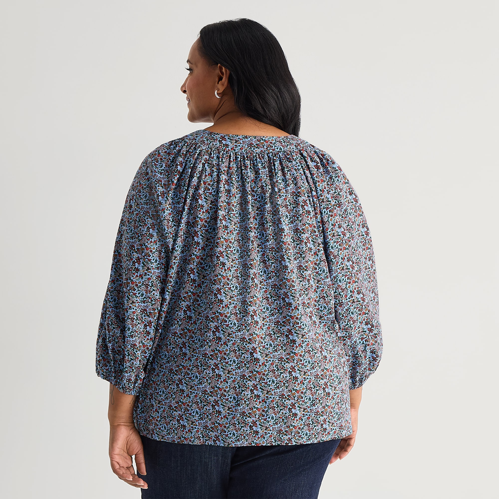 St. John's Bay Womens Plus Split Crew Neck 3/4 Sleeve Blouse