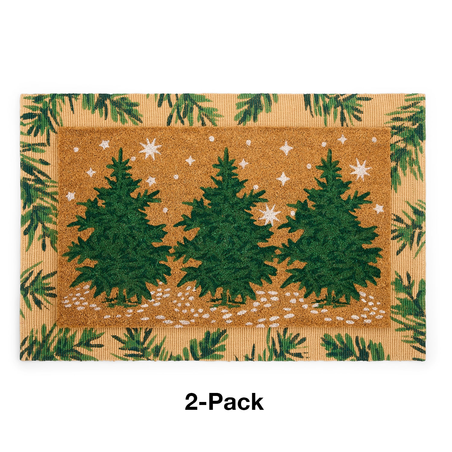 North Pole Trading Co. Christmas Tree 2pc Set 24"X36" Indoor Outdoor Rectangular Doormat