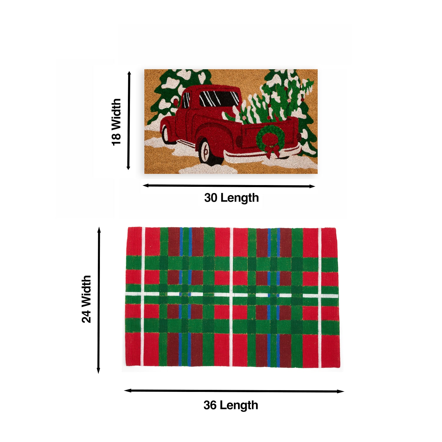 North Pole Trading Co. Truck 2pc Set 24"X36" Indoor Outdoor Rectangular Doormat