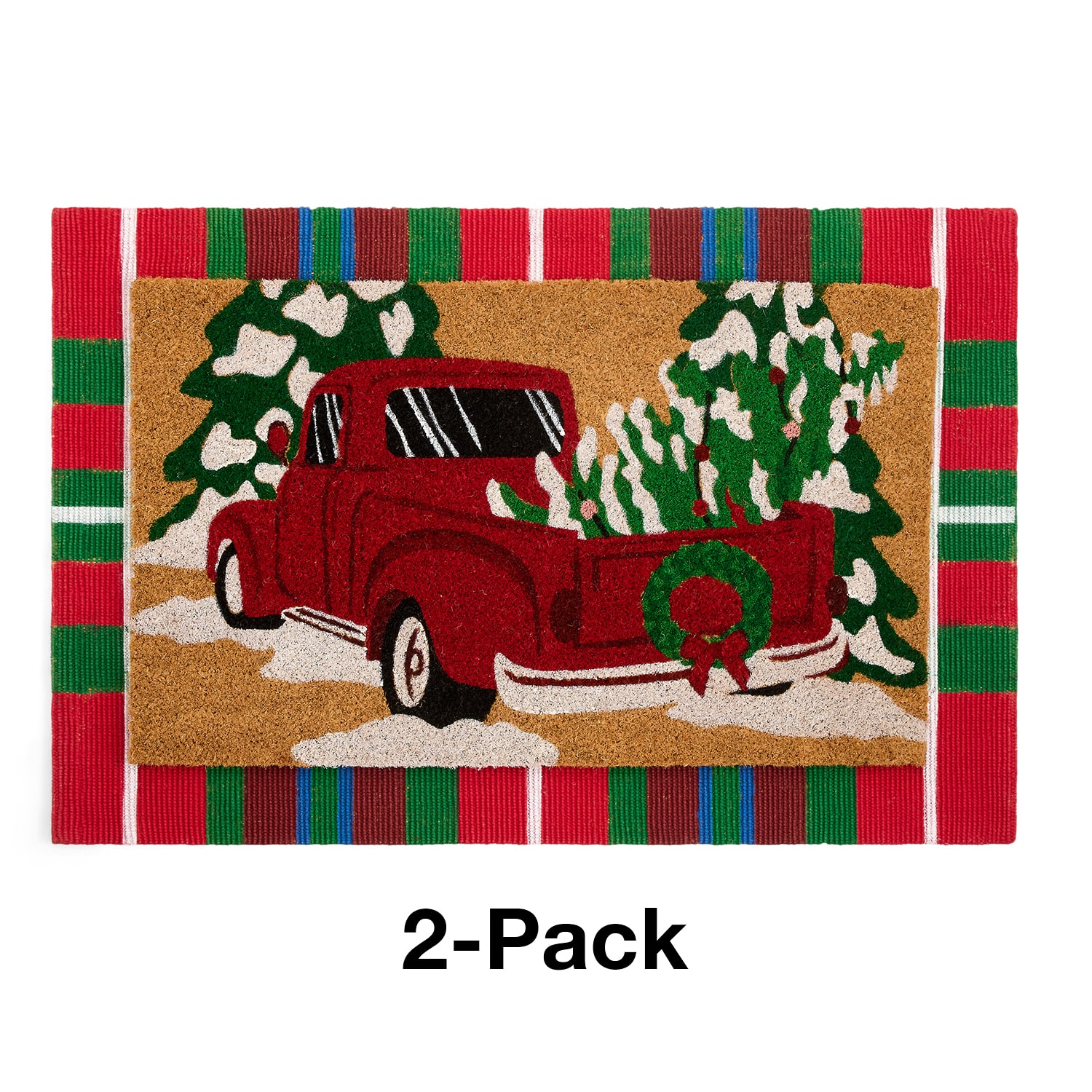 North Pole Trading Co. Truck 2pc Set 24"X36" Indoor Outdoor Rectangular Doormat
