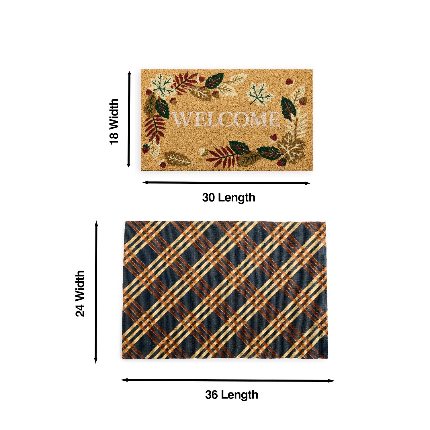 Layerings Welcome Layered 2pc Set 24"X36" Indoor Outdoor Rectangular Doormat