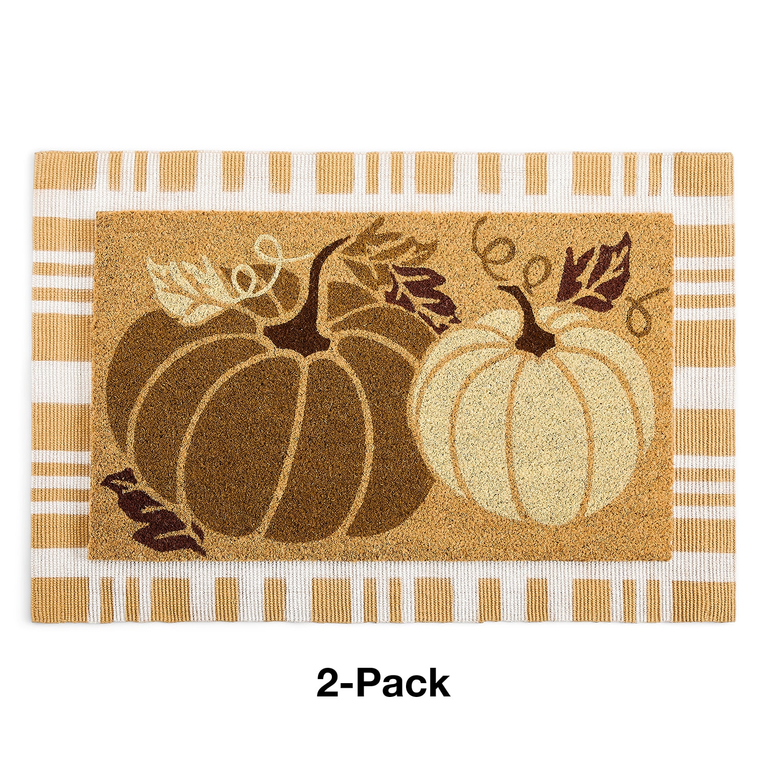 Layerings Neutral Pumpkin Layered 2pc Set 24"X36" Indoor Outdoor Rectangular Doormat