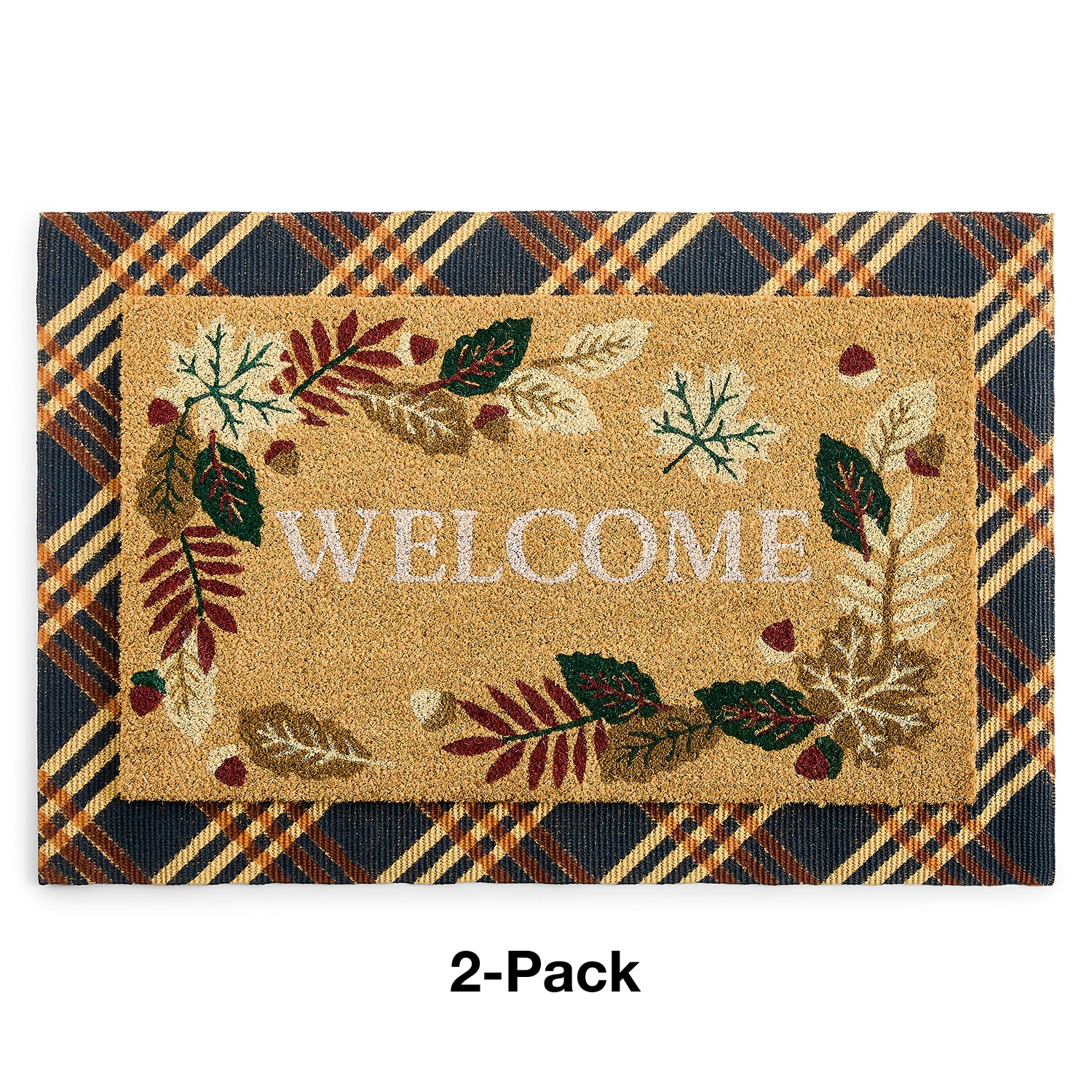Layerings Welcome Layered 2pc Set 24"X36" Indoor Outdoor Rectangular Doormat
