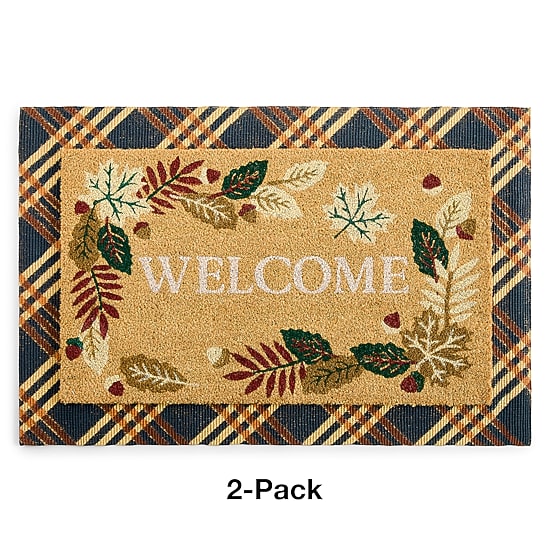Layerings Welcome Layered 2pc Set 24"X36" Indoor Outdoor Rectangular Doormat