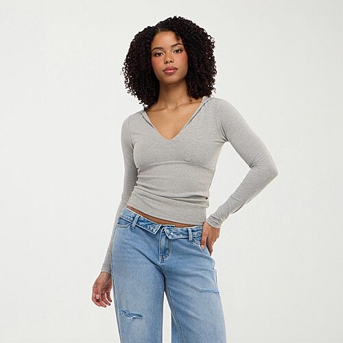 Forever 21 Na Womens Long Sleeve Hoodie In Gray